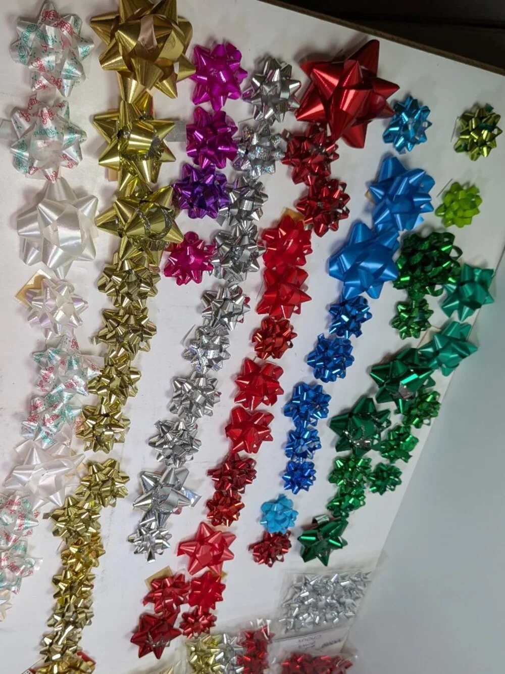 123 Pc Bulk Mini Gift Bow Lot - Tiny Small Crafts Packages Metallic Satin 1